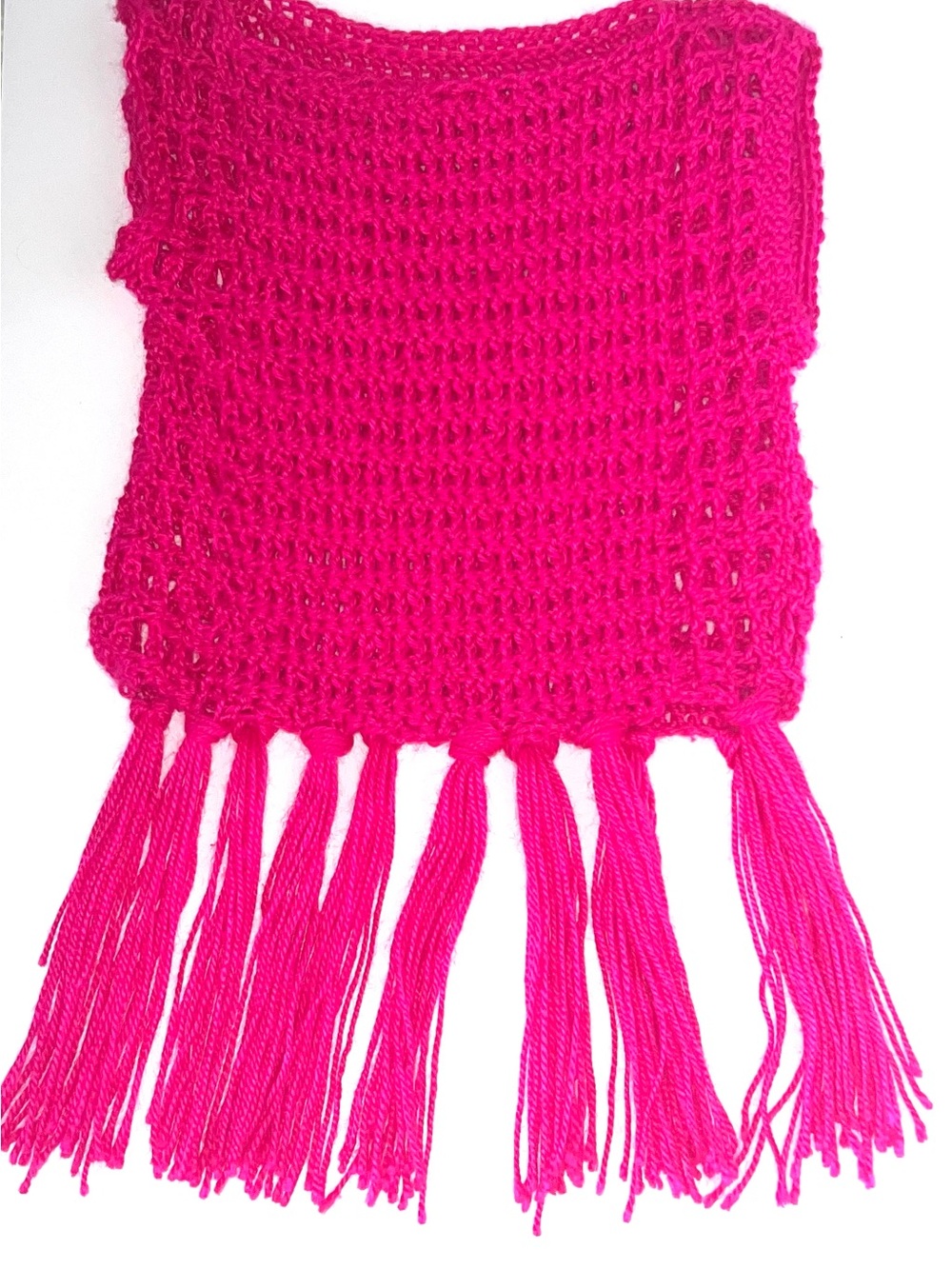 Handmade Hot Pink Crochet Fringe Vest